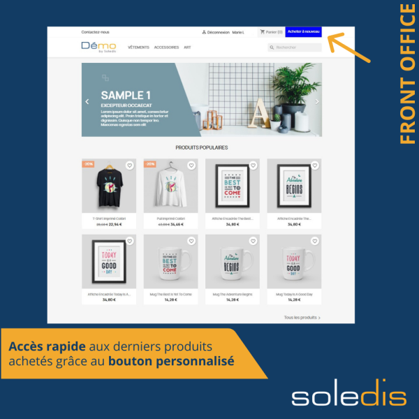 aperçu module Prestashop Acheter à nouveau édité par l'agence e-commerce Soledis