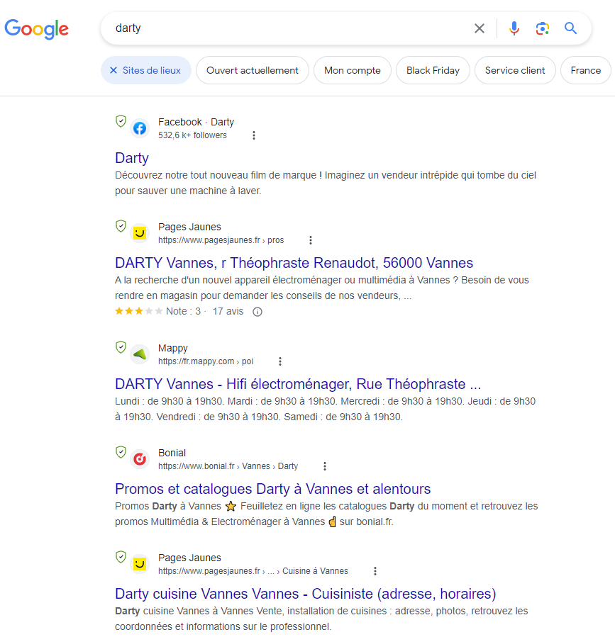 Capture d'écran de la nouvelle SERP Google avec l'application du Digital Markets Act _ agence ecommerce soledis